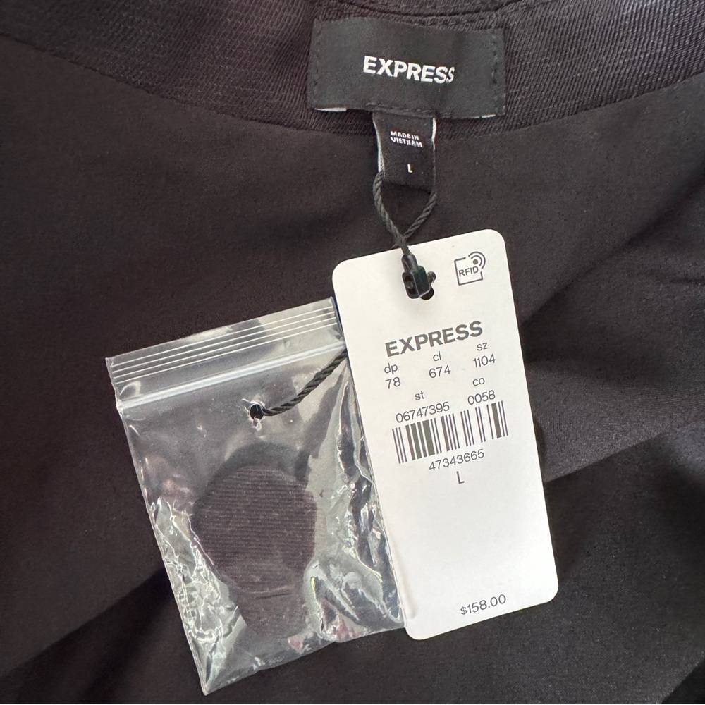 Express Black Linen-Blend One Button Cinched Boyfriend Blazer Size L - Picture 9 of 14